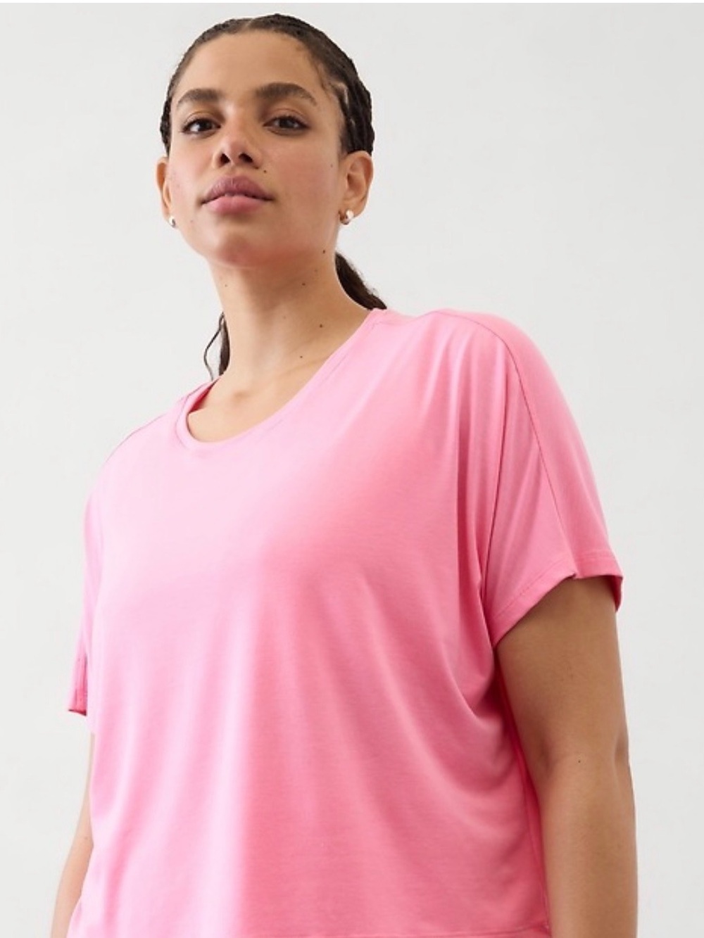 Athleta With Ease Crop Tee Raphanus Pink XL
